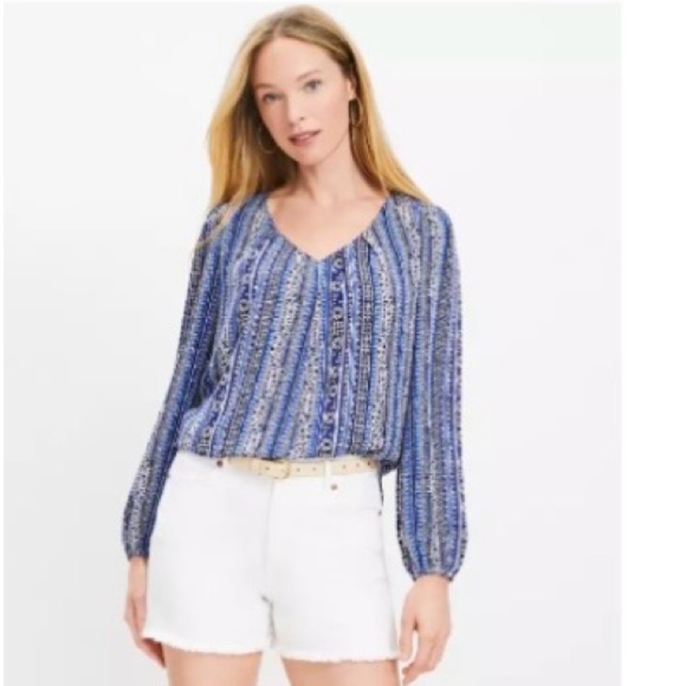 Loft Blue Patterned Women's Top - image 1